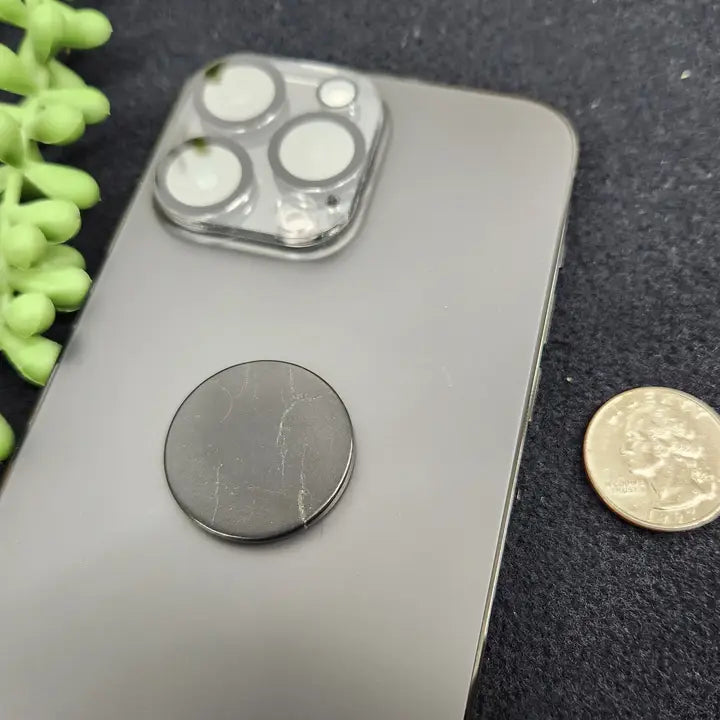 Shungite Emf Cell Phone Tiles Set of 3 Plain Round - 25mm