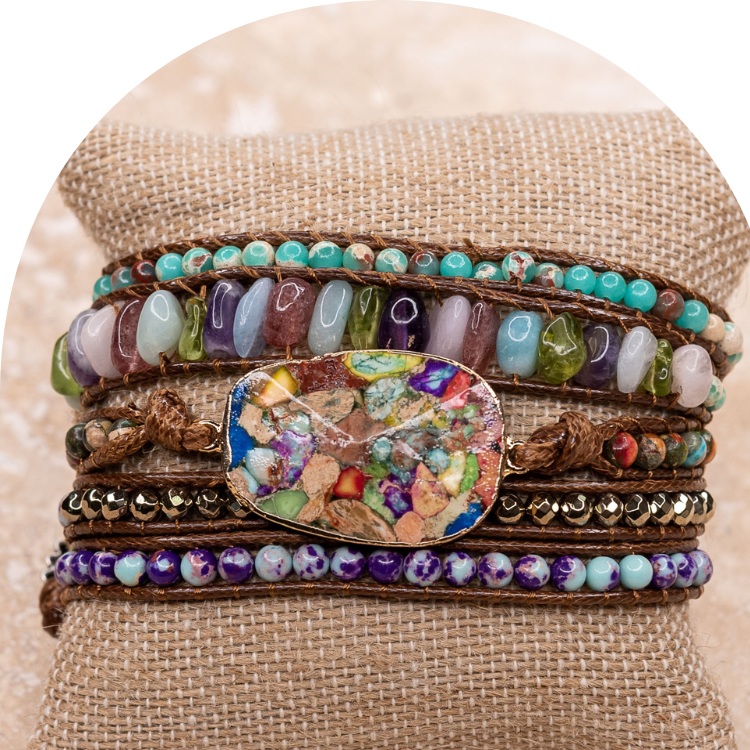 Hot Multi-gemstone wrap bracelet