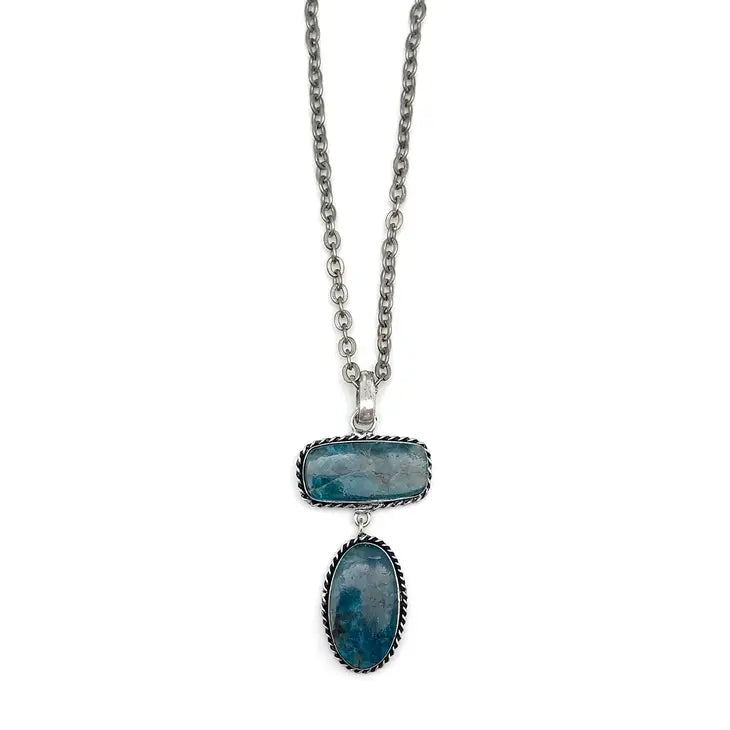Blue Apatite Double Pendant Necklace