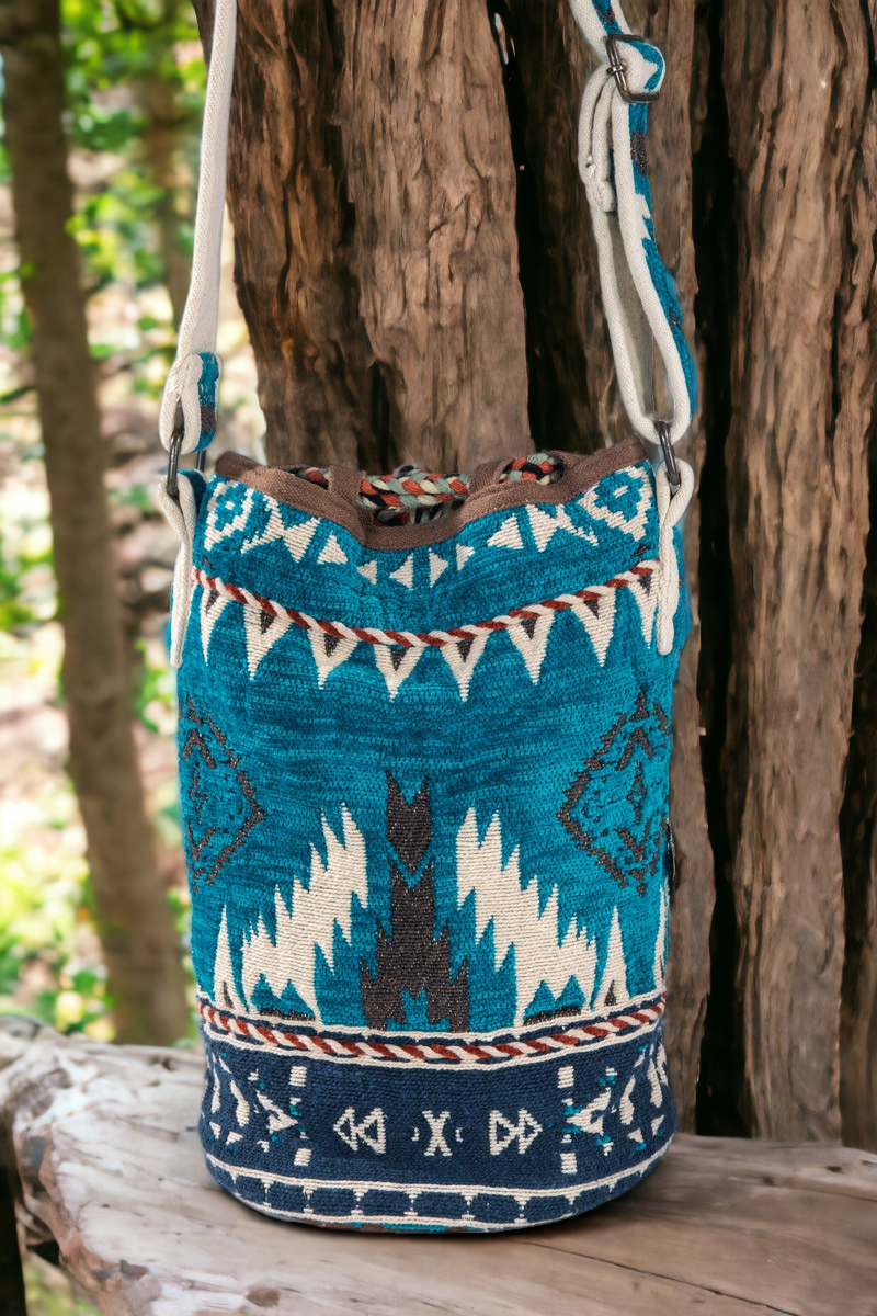 Handwoven Ethnic Print Shoulder Bag with Tie Tassels