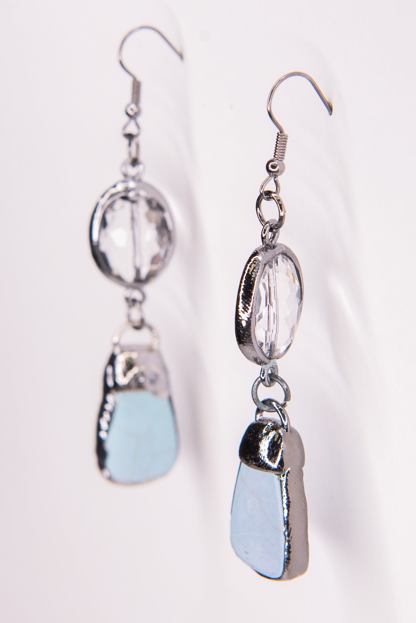 Soldered Blue Jade & Crystal Earrings