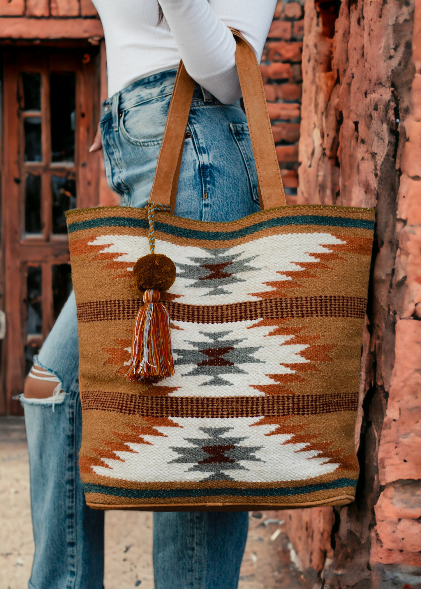 Rust Combo Aztec Tote Bag