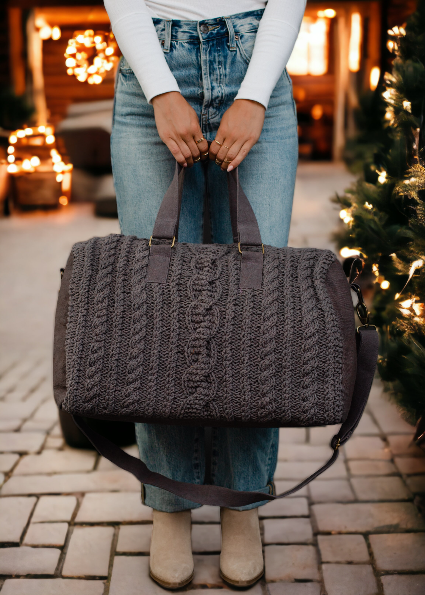 Dark Grey Textured Duffel Bag