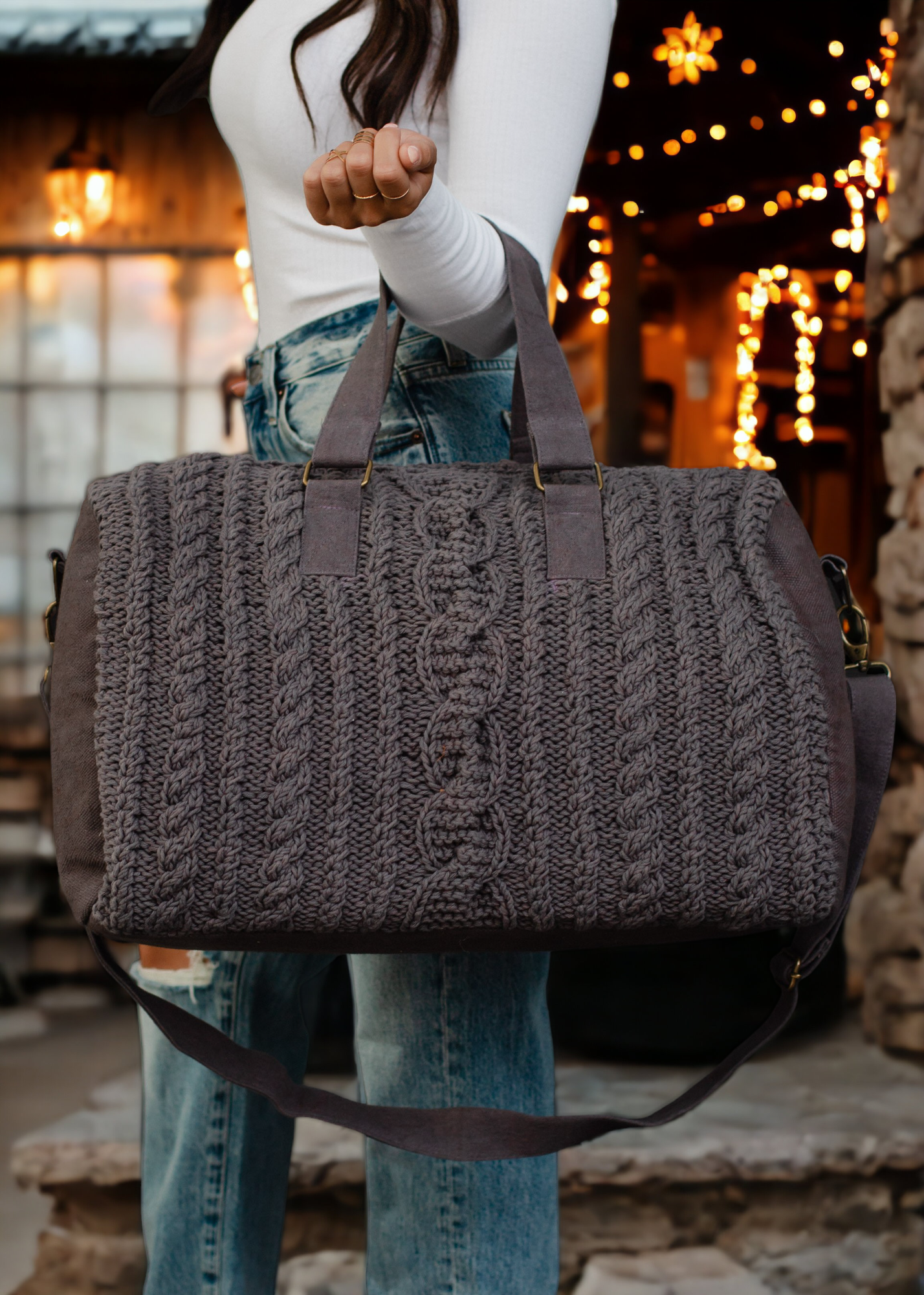 Dark Grey Textured Duffel Bag