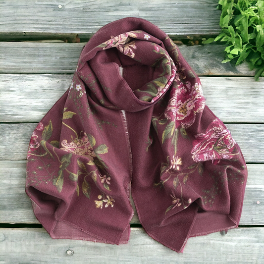 Floral Scarf Wine