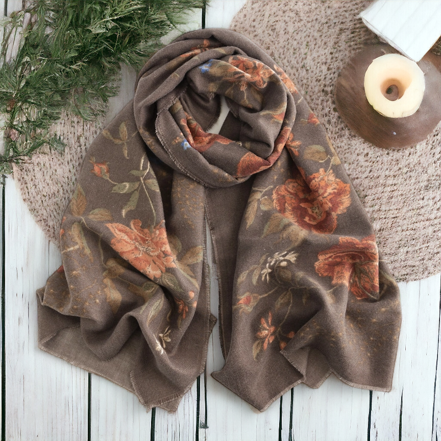 Floral Scarf Brown