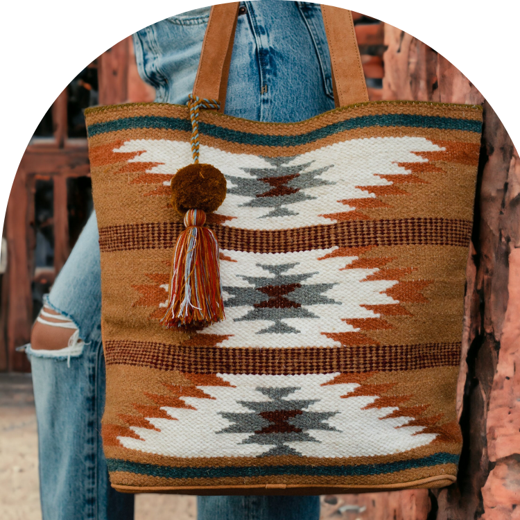 Rust Combo Aztec Tote Bag