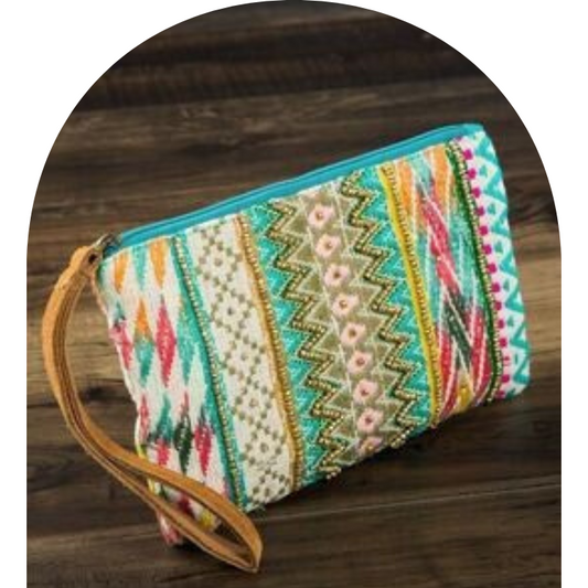 Beaded Ethnic Pattern Wristlet