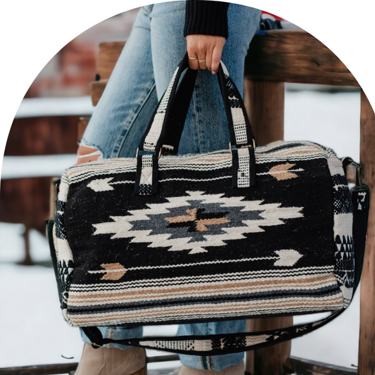 Black, White & Tan Aztec Duffel Bag