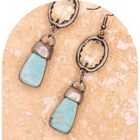 Soldered Blue Jade & Crystal Earrings