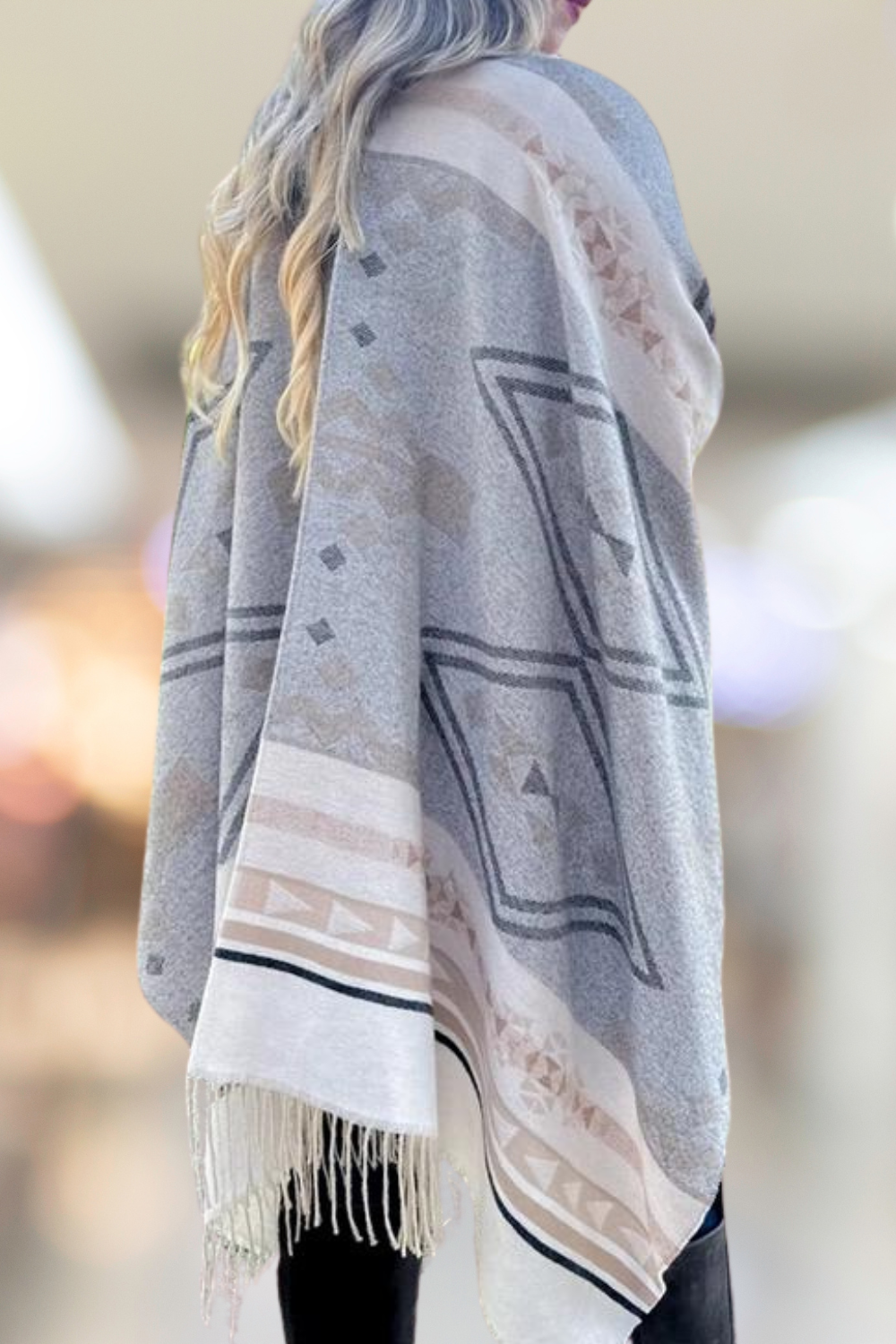 Serenity Wrap in Soft Tans and Light Grey Aztec